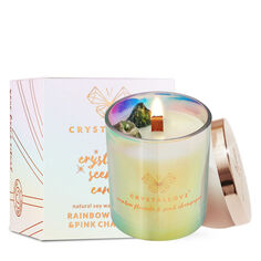 Crystallove Crystalized соевая свеча с радужным флюоритом и розовым шампанским, 220 г