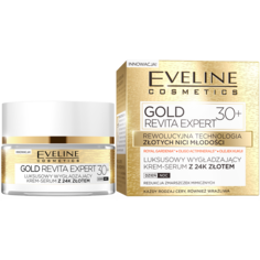 Eveline Cosmetics Gold Revita Expert 30+ роскошная разглаживающая крем-сыворотка с 24-каратным золотом 30+, 50 мл
