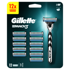Gillette Mach3 ручка бритвы, 1 шт. + картриджи, 12 шт./1 уп.