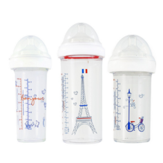 Le Biberon Français Paryż комплект: бутылочка для новорожденных и грудных детей, емкость 210 мл, 2 шт + бутылочка для новорожденных и грудничков, вместимость 360 мл, 1 шт.