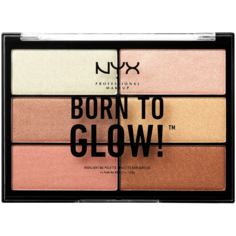 NYX Professional Makeup Born To Glow Highlighting Palette бордовая палетка хайлайтеров для лица, 5,4 г