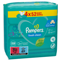 Pampers Fresh Clean влажные салфетки, 4х52 шт/уп.