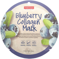 Purederm Blueberry Collagen очищающая и укрепляющая коллагеновая маска для лица с черникой, 1 шт.