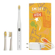 Smiley Light Kids набор: зубная щетка звуковая детская белая + дополнительные насадки, 2 шт.