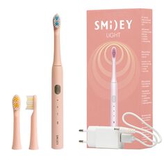 Smiley Light комплект: розовая звуковая щетка, 1 шт + дополнительные насадки, 2 шт.