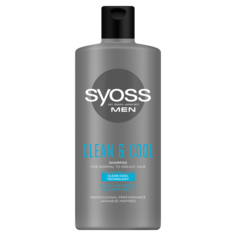 Syoss Men Clean&amp;Cool шампунь для нормальных и жирных волос для мужчин, 440 мл