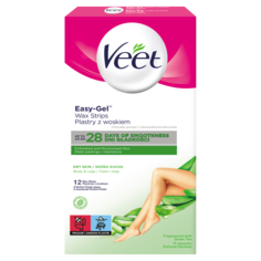 Veet Easy-Gel полоски с воском для депиляции сухой кожи, 12 шт./1 уп.