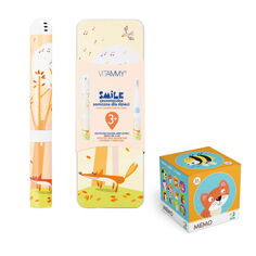 Vitammy Smile подарочный набор: звуковая зубная щетка детская лиса, 1 шт + игра-картинка, 1 шт.