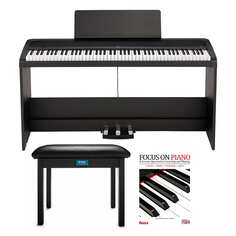 Комплект цифрового пианино KORG B2SP с 88 клавишами, подставкой, блоком с тремя педалями, скамьей для пианино Knox Gear и книгой для пианино KORG B2SP 88-Key Digital Piano with Stand, Three-Pedal Unit, Knox Bench and Book