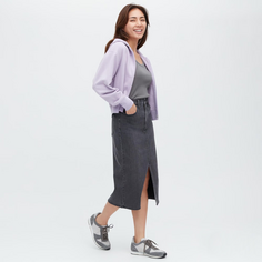 Юбка Uniqlo Denim Narrow Midi, серый