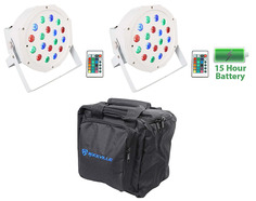 (2) Rockville BATTERY PAR 50 Белый перезаряжаемый светодиодный прожектор DMX DJ + сумка (2) BATTERY PAR 50 WHITE+RLB90