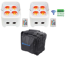 2) Rockville BEST PAR 50 White Перезаряжаемый Par Lights Wireless DMX+RGBWA+UV+сумка (2) BEST PAR 50 WHITE+RLB90