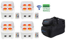 4) Rockville BEST PAR 50 White Перезаряжаемый Par Lights Wireless DMX+RGBWA+UV+сумка (4) BEST PAR 50 WHITE+RLB30