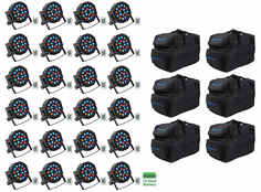 24) Rockville BATTERY PAR 50 Аккумуляторная светодиодная подсветка DMX DJ Wash Up + Пульты + Сумки (24) BATTERY PAR 50+(6) RLB30