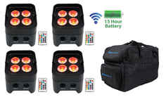 (4) Rockville BEST PAR 50 Перезаряжаемые прожекторы Par Wash Wireless DMX+RGBWA+UV+сумка (4) BEST PAR 50+RLB30
