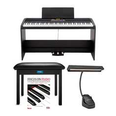 KORG XE20SP Цифровое пианино с 88 взвешенными клавишами, подставкой и 3 педалями в комплекте с Knox Gear Bench, Piano Light и Piano Book/CD Korg XE20SP 88-Key Digital Ensemble Piano Bundle with Knox Gear Piano Bench
