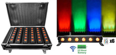 Rockville 6 Перезаряжаемые ленточные фонари с питанием от батарей + беспроводной DMX + чехол для зарядки Best Strip 60 Pack Black BATT