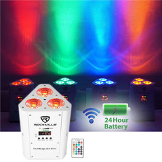 Светодиод Rockville RockWedge LED RGBWA + UV Аккумуляторная беспроводная беспроводная DMX-подсветка White Par Up-Light RockWedge LED WHITE BATT