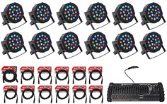 Светодиод Rockville RockPAR50 Par Can DJ/Club Wash Lights + 384-канальный контроллер DMX + кабели RockPAR50 + RDX + Rockforce 384