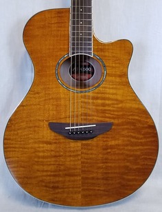 Yamaha APX600FM AM Flame Maple Top Thinline Cutaway Электроакустическая гитара со встроенным тюнером, янтарный цвет