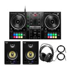 Hercules DJControl Inpulse 500 2-Deck USB DJ Controller в комплекте с монитором Hercules 5 громкоговорителей (пара), студийными наушниками закрытого типа Knox Gear и кабелями TRS (5 шт.)