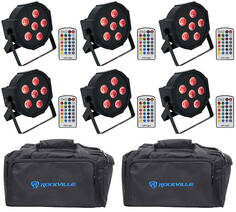 Комплект Rockville Battery PAR 6RF DMX-фонари + RF-пульты + сумки Battery PAR 6RF + RLB80