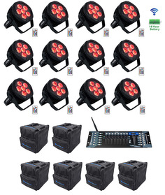 (12) Водонепроницаемые фонари Rockville BEST PAR H2O + сумки + беспроводной контроллер DMX (12) BEST PAR H2O+(6) RLB40+ROCKFORCE W2