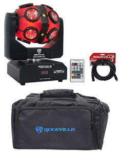 Светодиодная движущаяся голова Rockville Party Spinner RGBW DJ Light с управлением DMX + сумка + кабель PARTY SPINNER LED+RLB80+RDX3M25