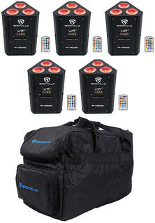 Комплект 5 Rockville RF WEDGE BLACK RGBWA + UV Battery Wireless DMX Up Lights + пульты дистанционного управления + сумка 5 RF WEDGE BLACK + RLB30