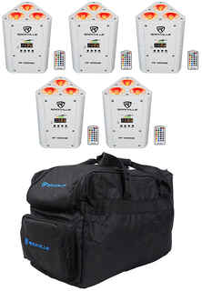 Комплект 5 Rockville RF WEDGE WHITE RGBWA + UV Battery Wireless DMX Up Lights + пульты дистанционного управления + сумка 5 RF WEDGE WHITE + RLB30