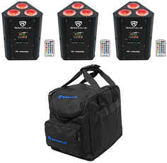 Комплект 3 Rockville RF WEDGE BLACK RGBWA + UV Battery Wireless DMX Up Lights + пульты дистанционного управления + сумка 3 RF WEDGE BLACK + RLB25