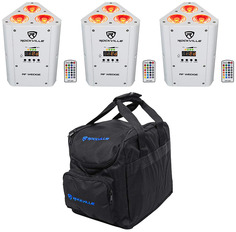 Комплект 3 Rockville RF WEDGE WHITE RGBWA + UV Battery Wireless DMX Up Lights + пульты дистанционного управления + сумка 3 RF WEDGE WHITE + RLB25