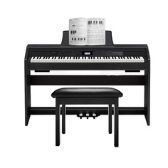 Casio PX-780 Privia 88-клавишное цифровое домашнее пианино с блоком питания (черного цвета) в комплекте с откидной скамьей для пианино в стиле мебели (черного цвета) и лаконичным подходом к обучению и игре с компакт-диском