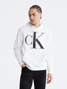 Толстовка худи Calvin Klein Monogram Logo Fleece, белый