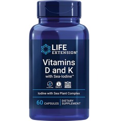 Витамины D и К с морским йодом Life Extension, 60 капсул