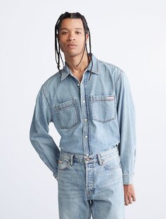 Рубашка джинсовая Calvin Klein Origin Blue Denim Button-Down Easy, голубой