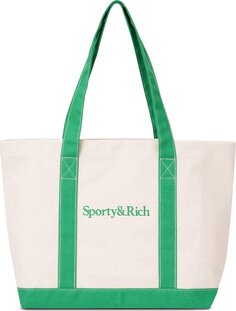 Сумка Sporty &amp; Rich Serif Two Tone Tote Verde/White, зеленый