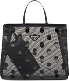 Сумка Prada Sequined Mesh Tote Bag Black, черный