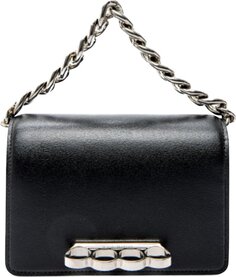 Сумка Alexander McQueen Mini 4 Ring Bag With Chain Black, черный
