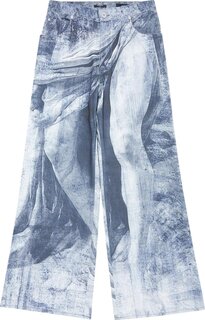 Брюки Balmain Statue Printed Loose Denim Pants Blue/Gris, синий