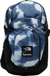 Рюкзак Supreme x The North Face Bleached Denim Print Pocono Backpack Indigo, синий