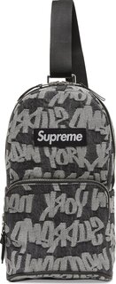 Сумка Supreme Fat Tip Jacquard Denim Sling Bag Black, черный