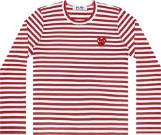 Футболка Comme Des Garçons PLAY Striped Long-Sleeve T-Shirt Red/White, красный
