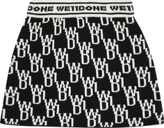 Юбка We11done WD1 All Over Logo Knit Mini Skirt Black, черный