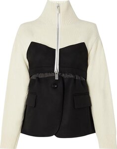 Куртка Sacai Knit Jacket Off White/Black, белый