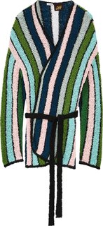 Кардиган Loewe Stripe Belted Cardigan Green/Multitone, зеленый