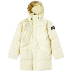 Длинное пуховое пальто из жатого репса Stone Island