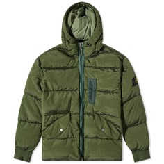 Нейлоновый металлический пуховик с капюшоном Stone Island