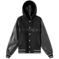 Кожаная университетская куртка с капюшоном и логотипом Givenchy