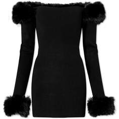 Платье Danielle Guizio Faux Fur Off The Shoulder Mini Dress
